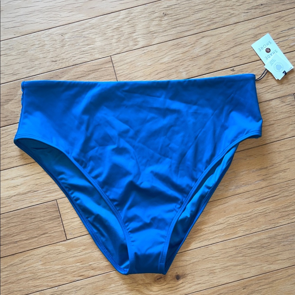 Shade & Shore High-Waist Bikini Bottoms in dark turquoise Blue